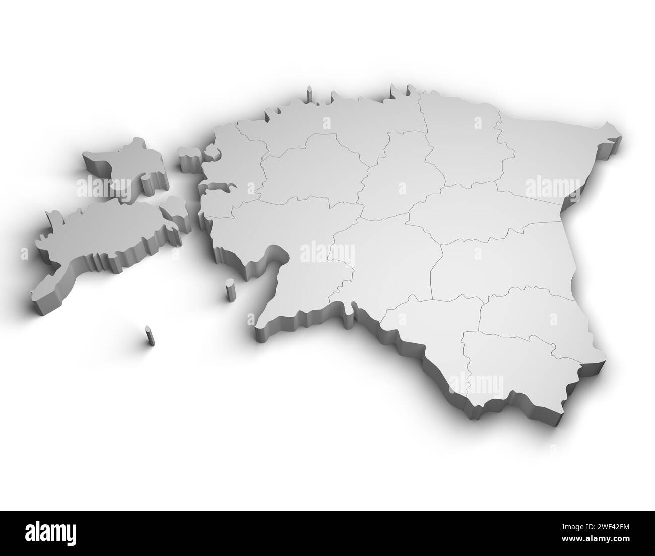 3d Estonia map illustration white background isolate Stock Photo