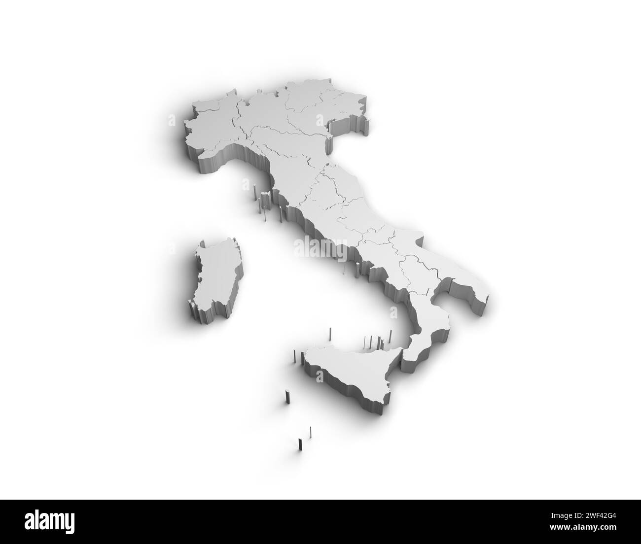 3d Italy map illustration white background isolate Stock Photo