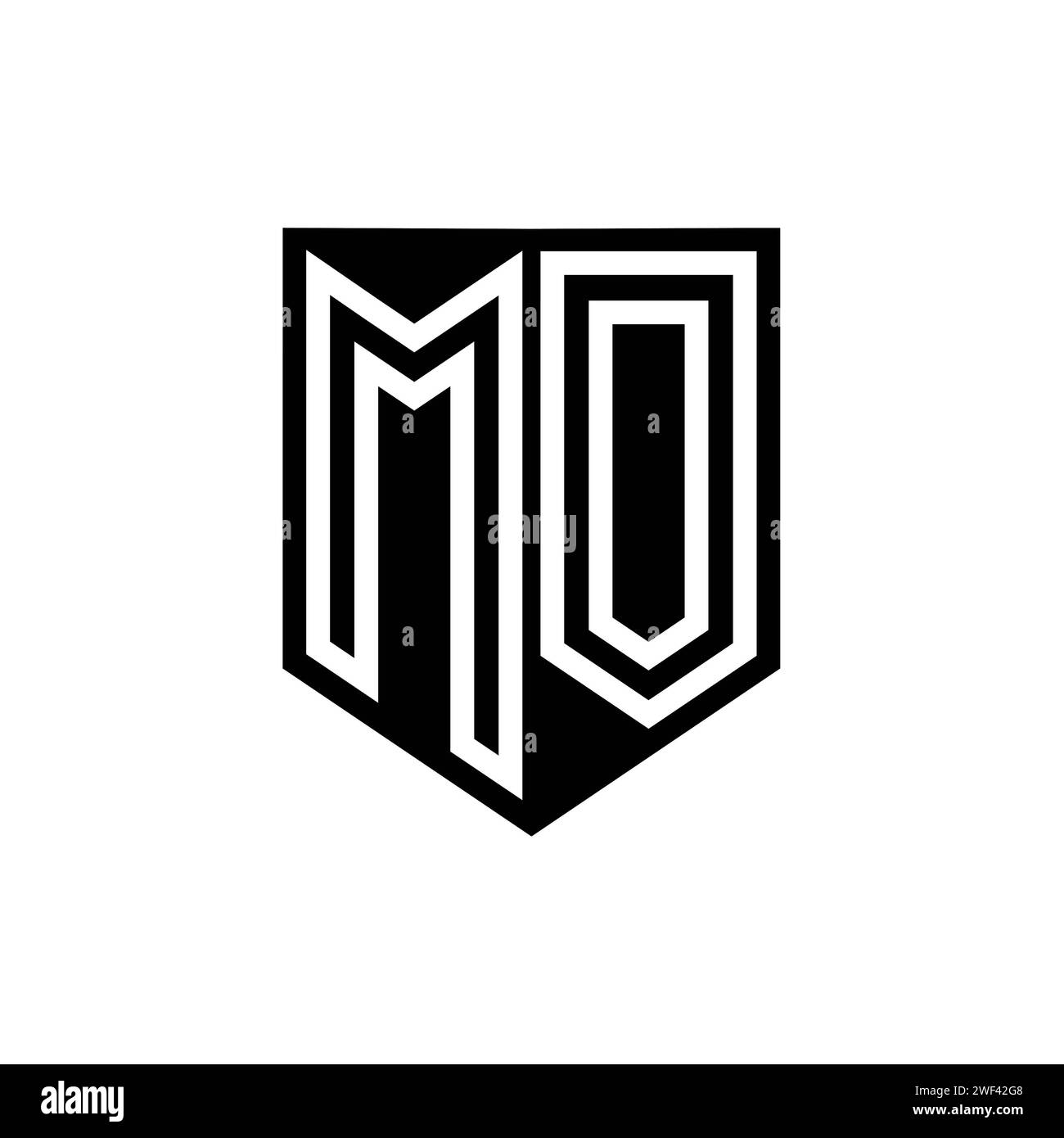 MO Letter Logo monogram shield geometric line inside shield style ...