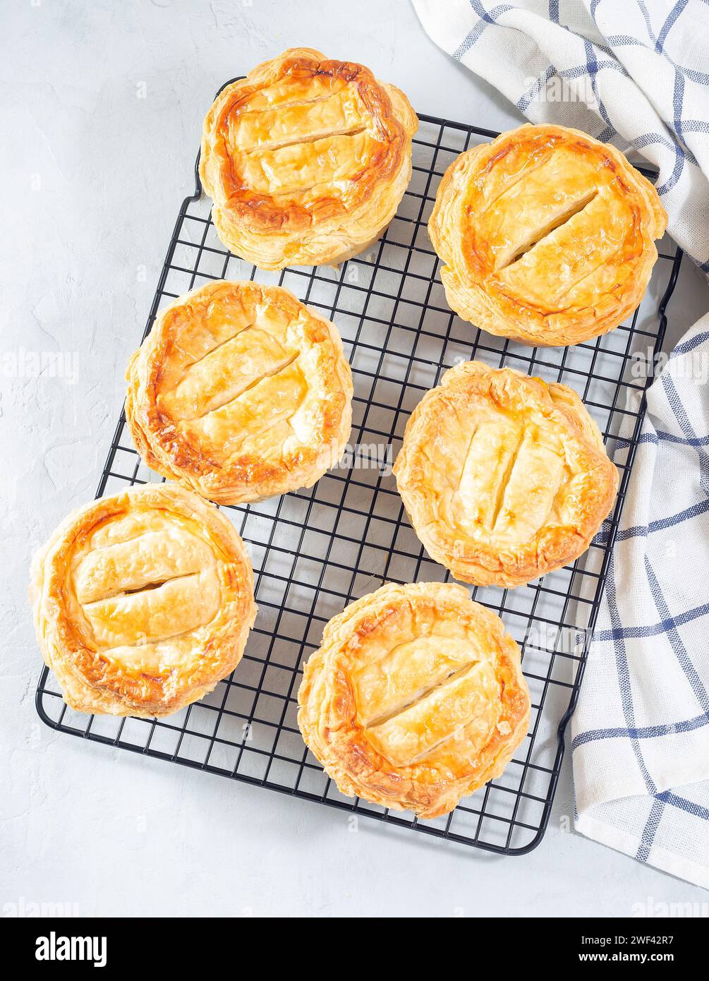 Top View Cooling Rack Small beef pot pies cooling rack, vertical, top view Stock Photo - Alamy