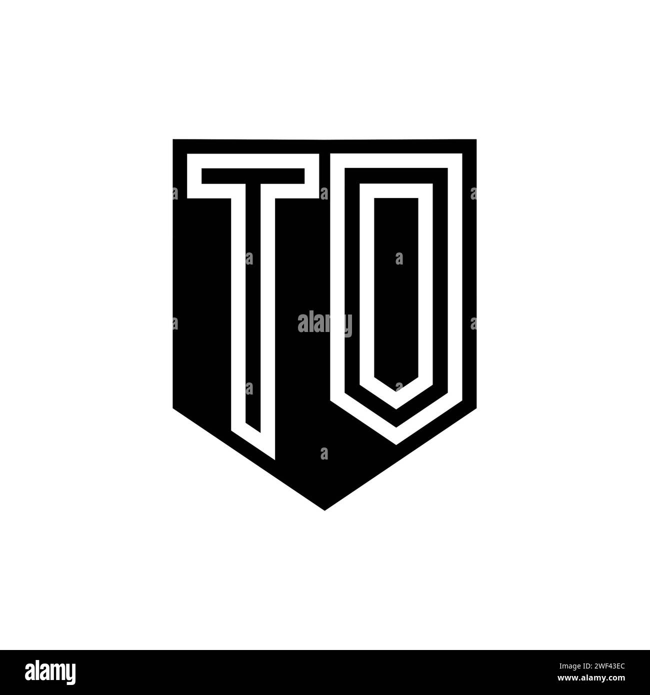TO Letter Logo monogram shield geometric line inside shield style ...