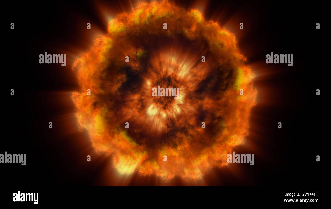 fire flame ball explosion in space, abstract illustration Stock Photo ...