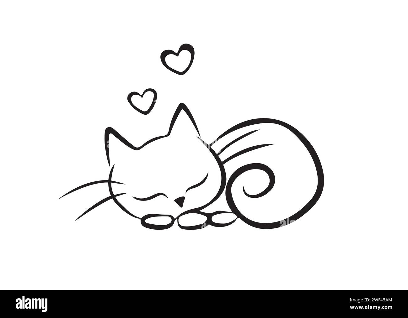 Sleeping cat ,dreaming about love Stock Vector