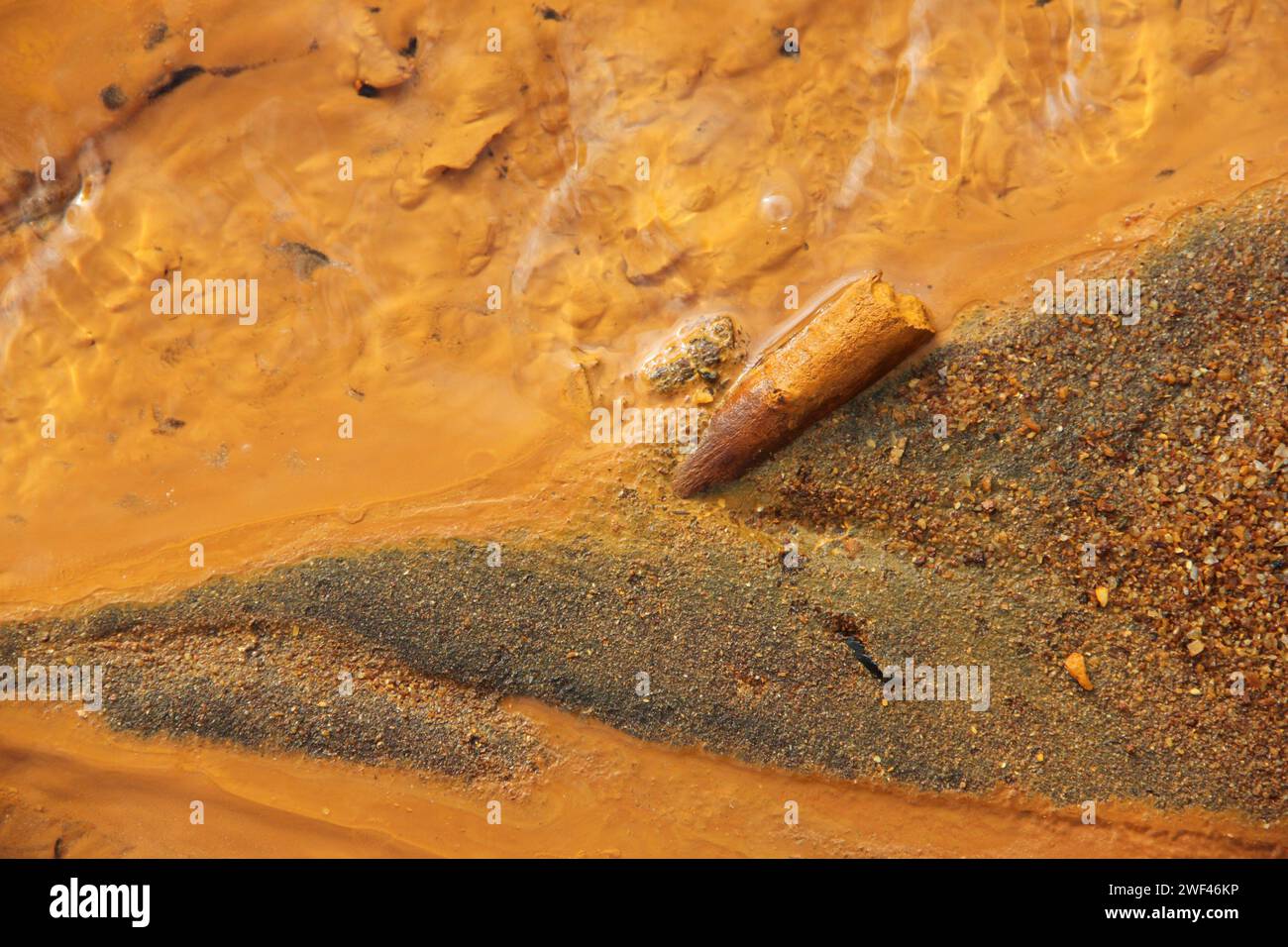 polluted and colored soil of an old carrer Stock Photo