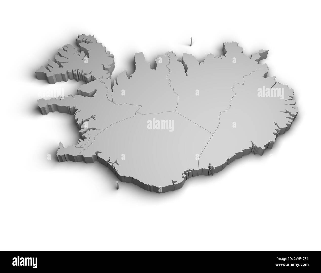 3d Iceland map illustration white background isolate Stock Photo