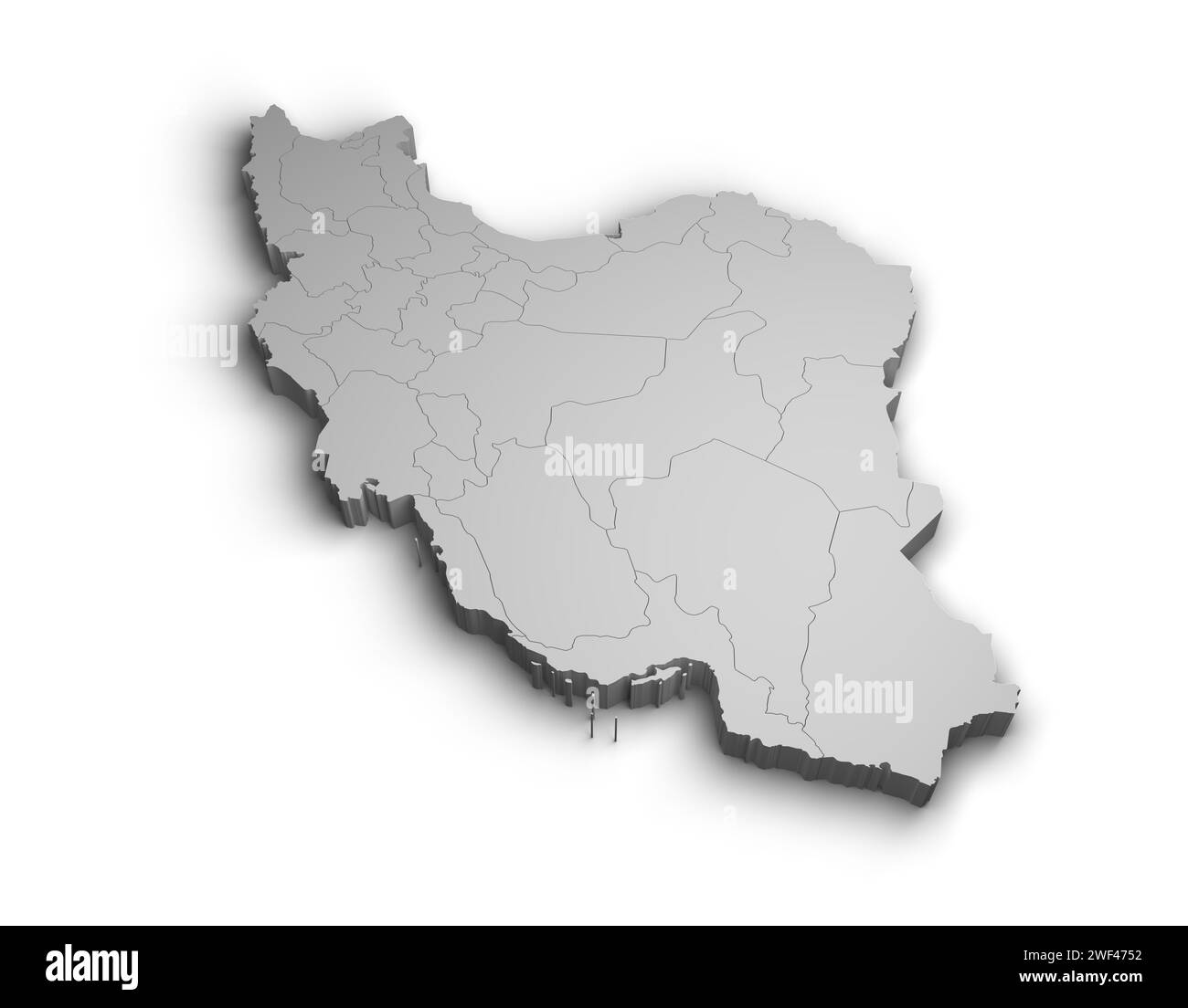 3d Iran map illustration white background isolate Stock Photo