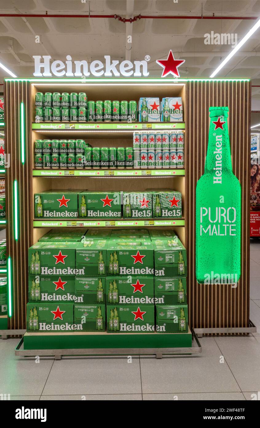 Heineken Beer Display In Continent Supermarket Albufeira Portugal Stock Photo