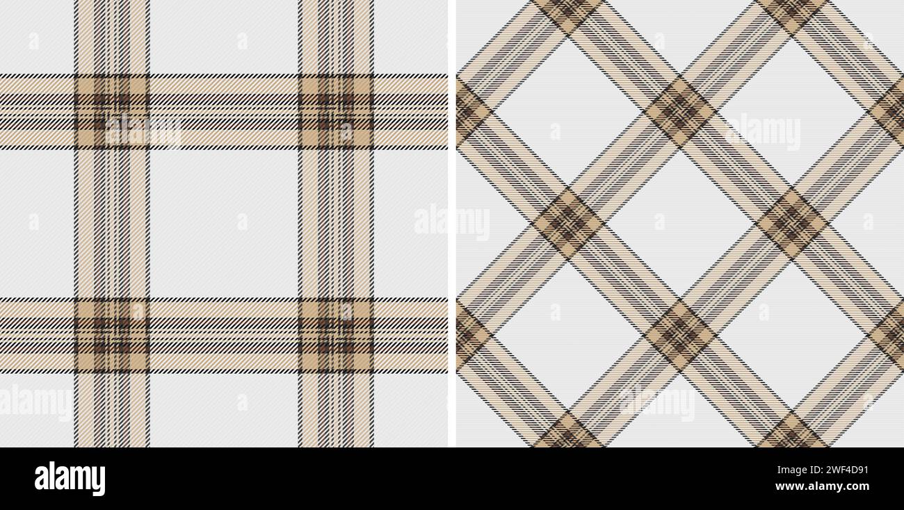 Check texture tartan of pattern background textile with a vector plaid seamless fabric. Set in night colors. Striped shirt outfit ideas. Stock Vector