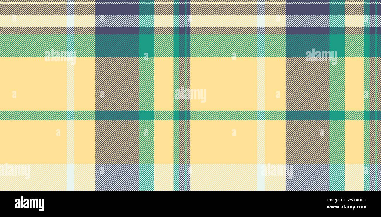 Linear tartan background pattern, argyle plaid textile seamless. English check texture vector fabric in amber and blue color. Stock Vector