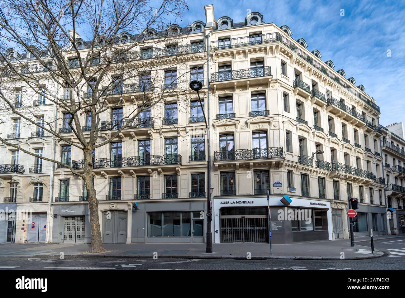 Exterior view of the building housing the headquarters of AG2R La Mondiale, a French multinational non-profit insurance company Stock Photo