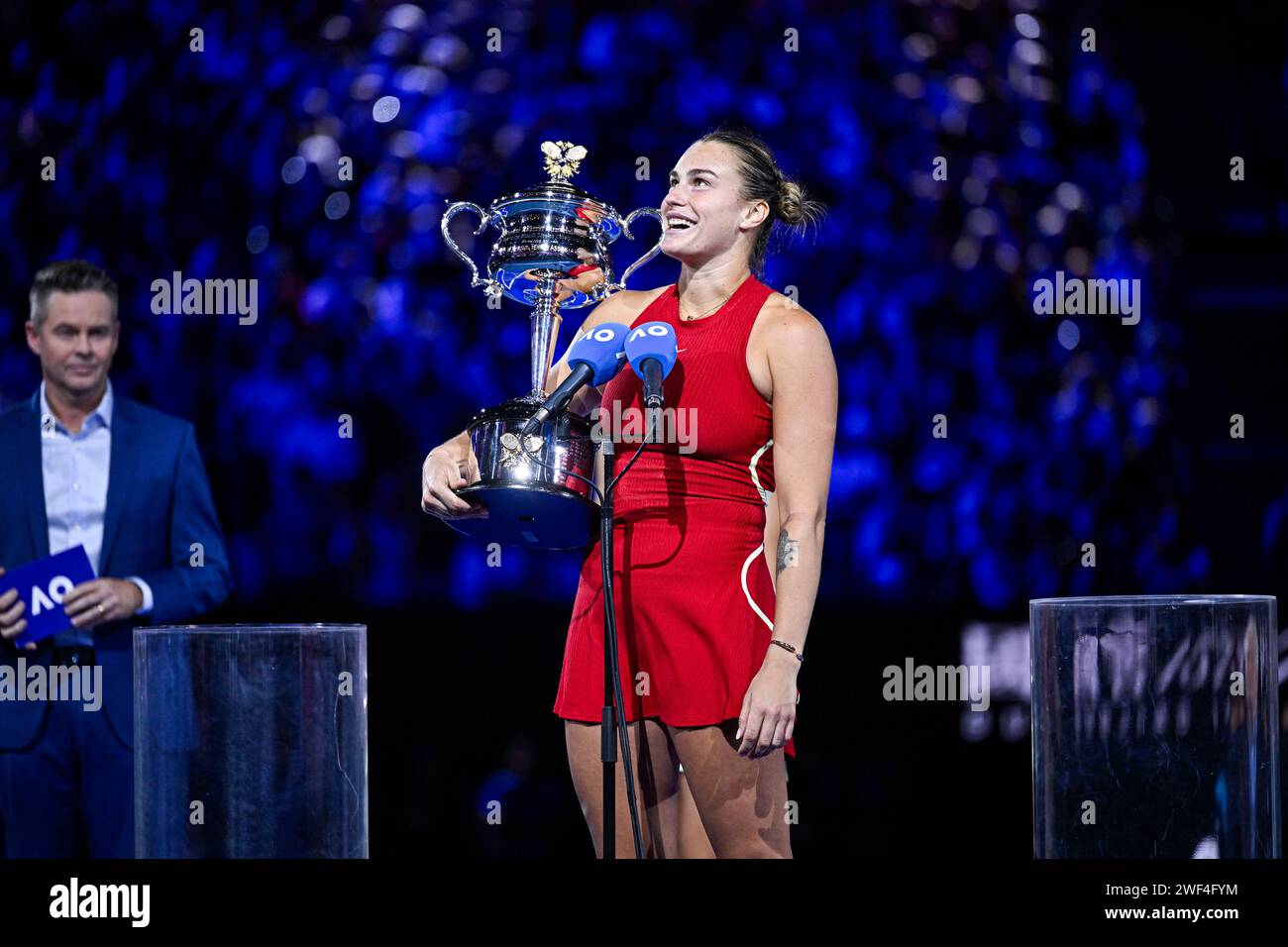 Aryna sabalenka australian open trophy hi-res stock photography and