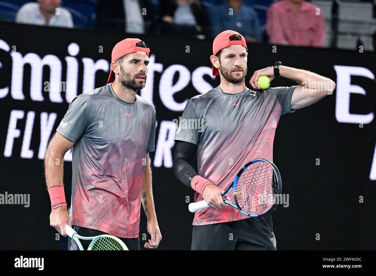Andrea Vavassori and Simone Bolelli during the Australian Open AO 2024 women's final Grand Slam tennis tournament at Melbourne Park, Melbourne in Australia, on January 27, 2024. Photo by Victor Joly/ABACAPRESS.COM Stock Photo