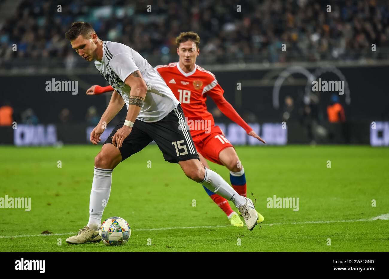 Leipzig, Germany – November 15, 2018. Germany national football team centre-back Niklas Sule during international friendly Germany vs Russia in Leipzi Stock Photo