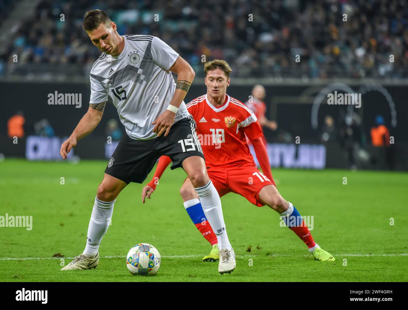 Leipzig, Germany – November 15, 2018. Germany national football team centre-back Niklas Sule in action during international friendly Germany vs Russia Stock Photo