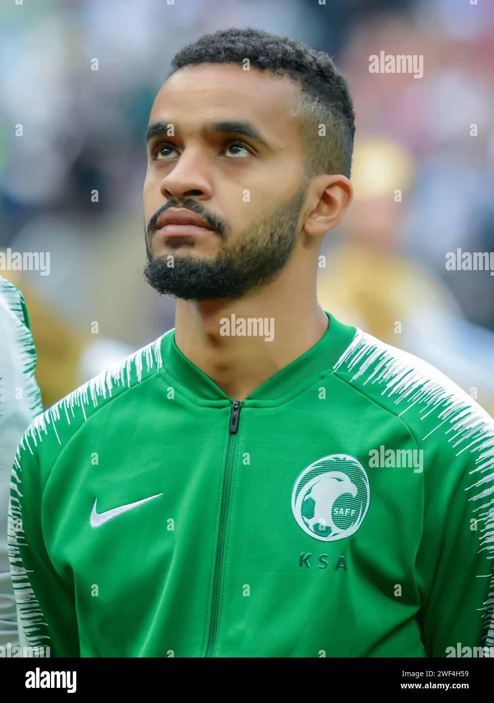 Moscow, Russia – June 14, 2018. Saudi Arabia national football team defender Mohammed Alburayk before opening match of FIFA World Cup 2018 Russia vs S Stock Photo