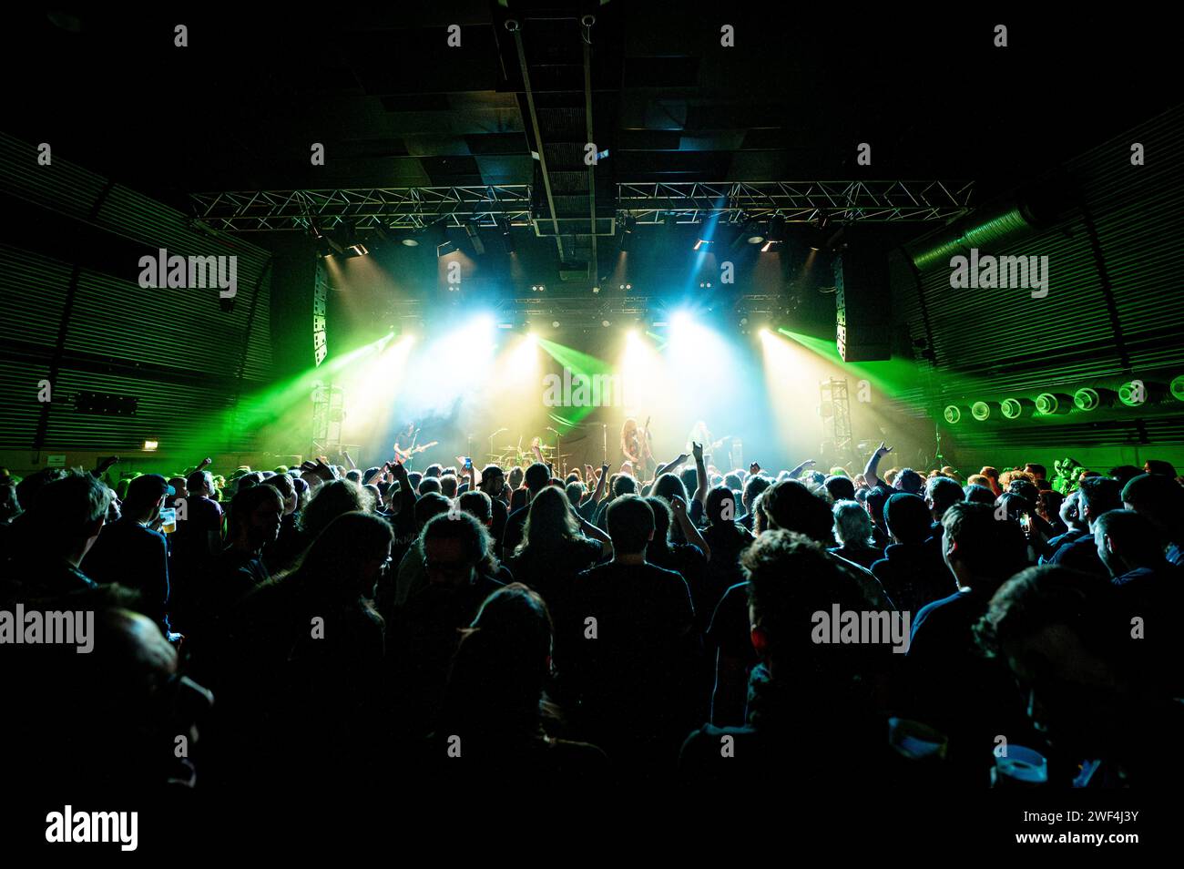 Copenhagen, Denmark. 27th Jan, 2024. Concert goers attend a live concert with the American heavy metal band Aether Realm at Amager Bio in Copenhagen. (Photo Credit: Gonzales Photo/Alamy Live News Stock Photo