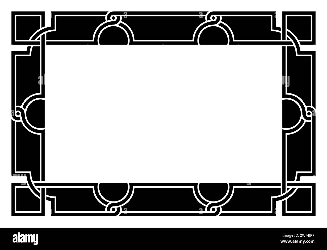 Playful interlaced rectangle frame in retro style. Old-fashioned and decorative classic border, rectangular and horizontally aligned. Stock Photo