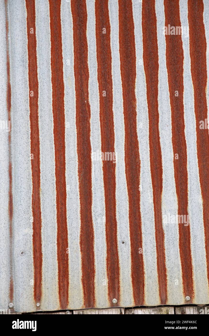 Rusted corregated iron sheets. Stock Photo