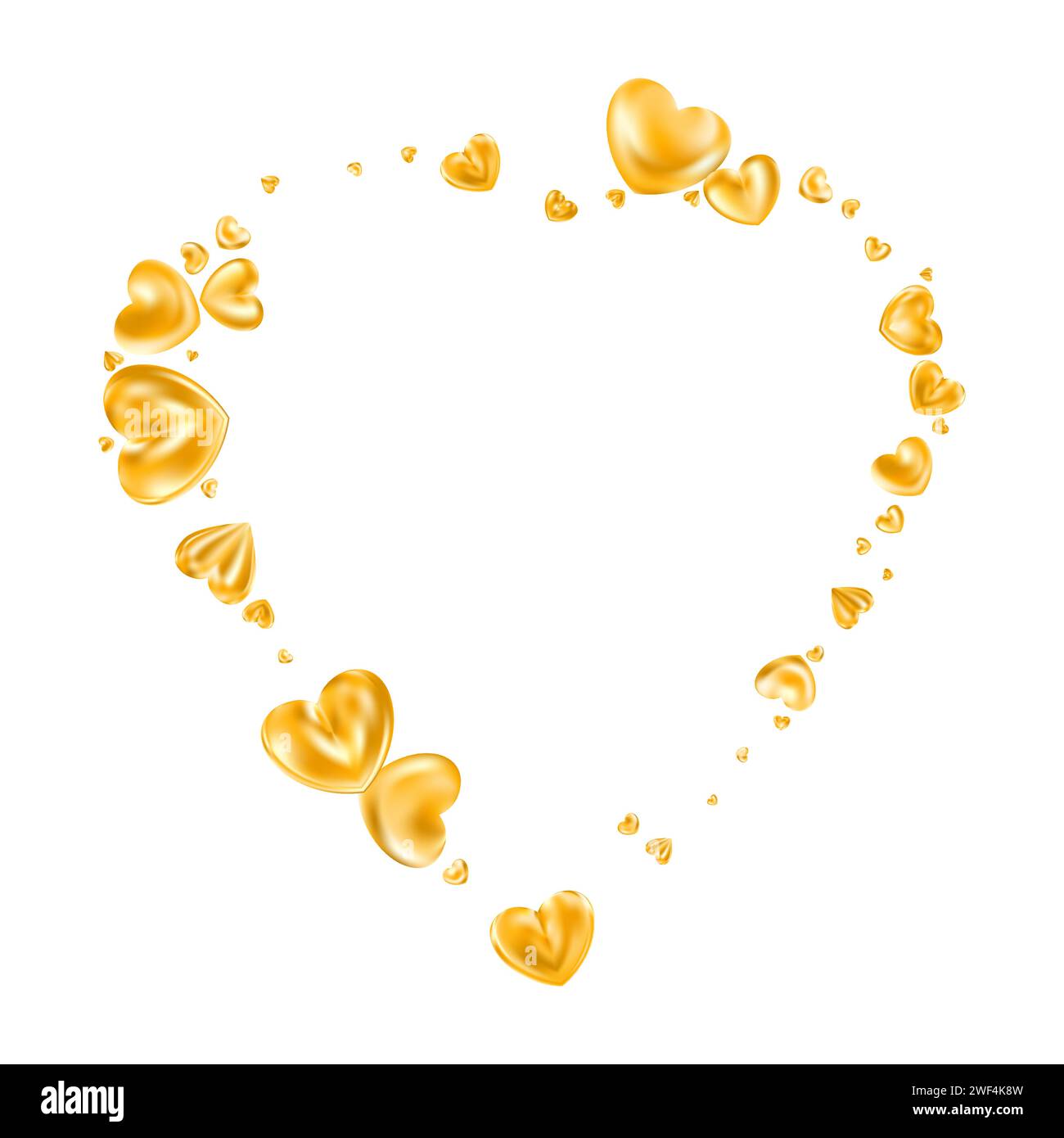 Golden realistic heart frame isolated on white background Stock Vector ...