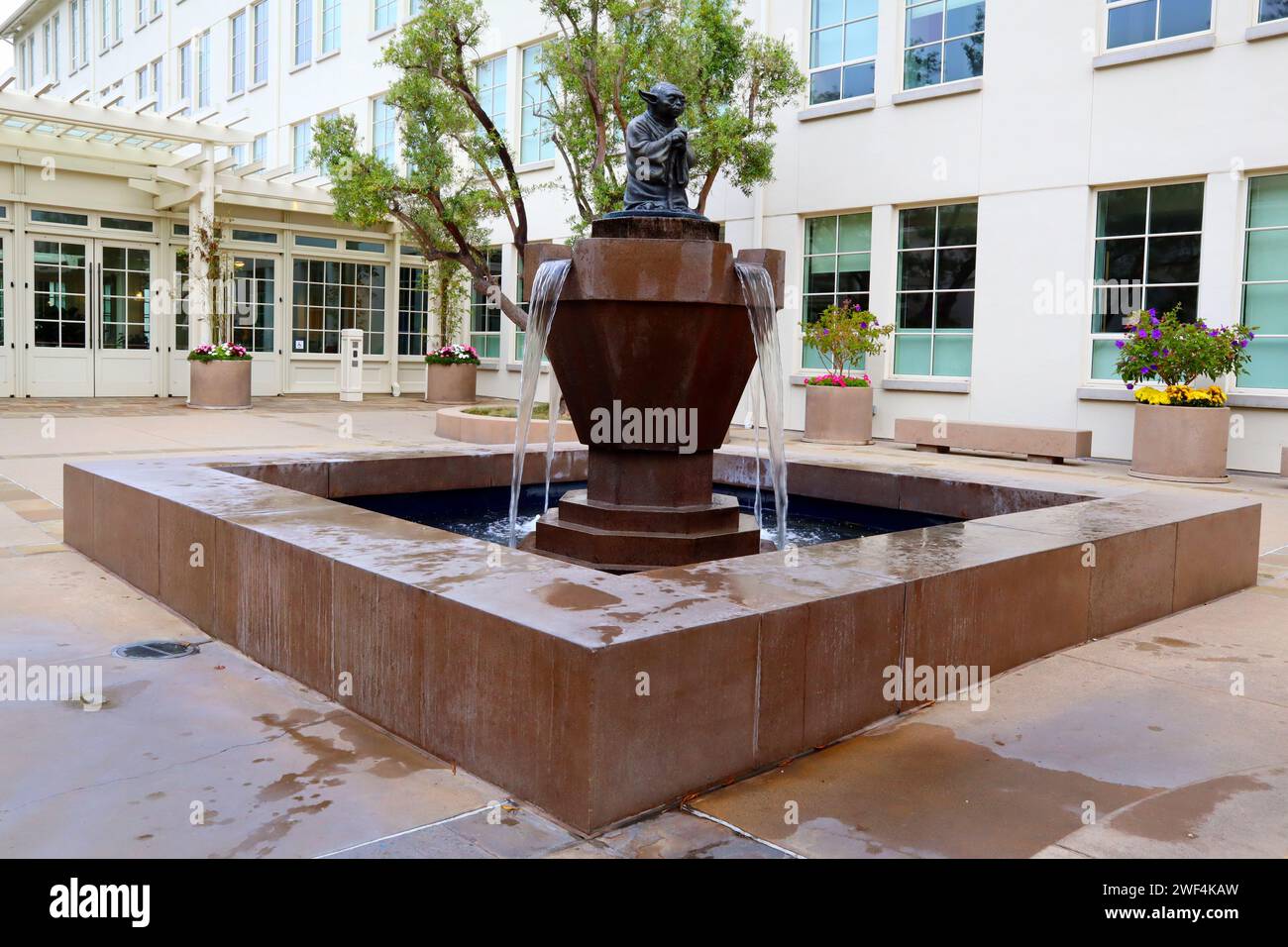 San Francisco, California YODA Fountain. Fountain with a bronze statue