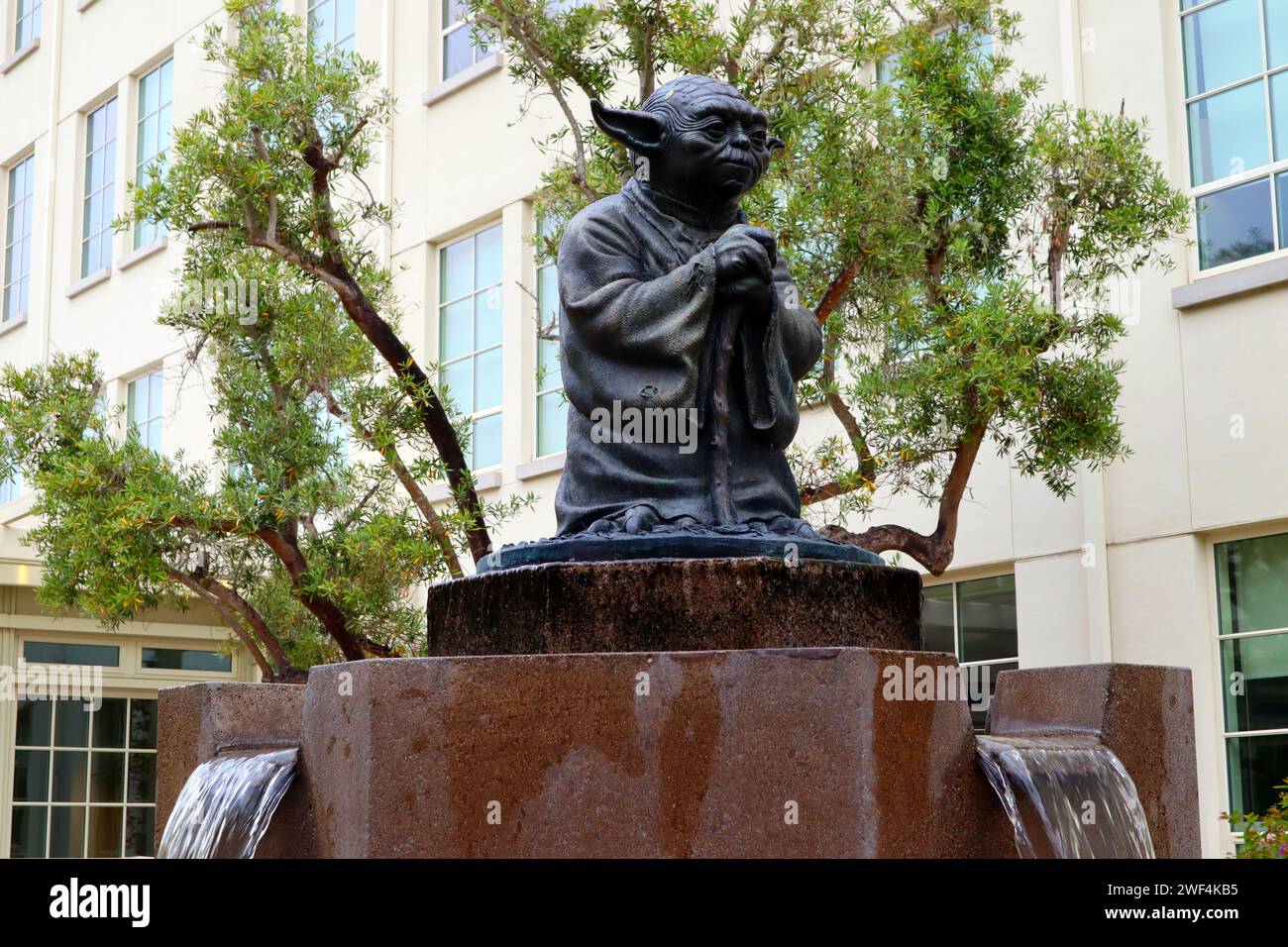 San Francisco, California YODA Fountain. Fountain with a bronze statue