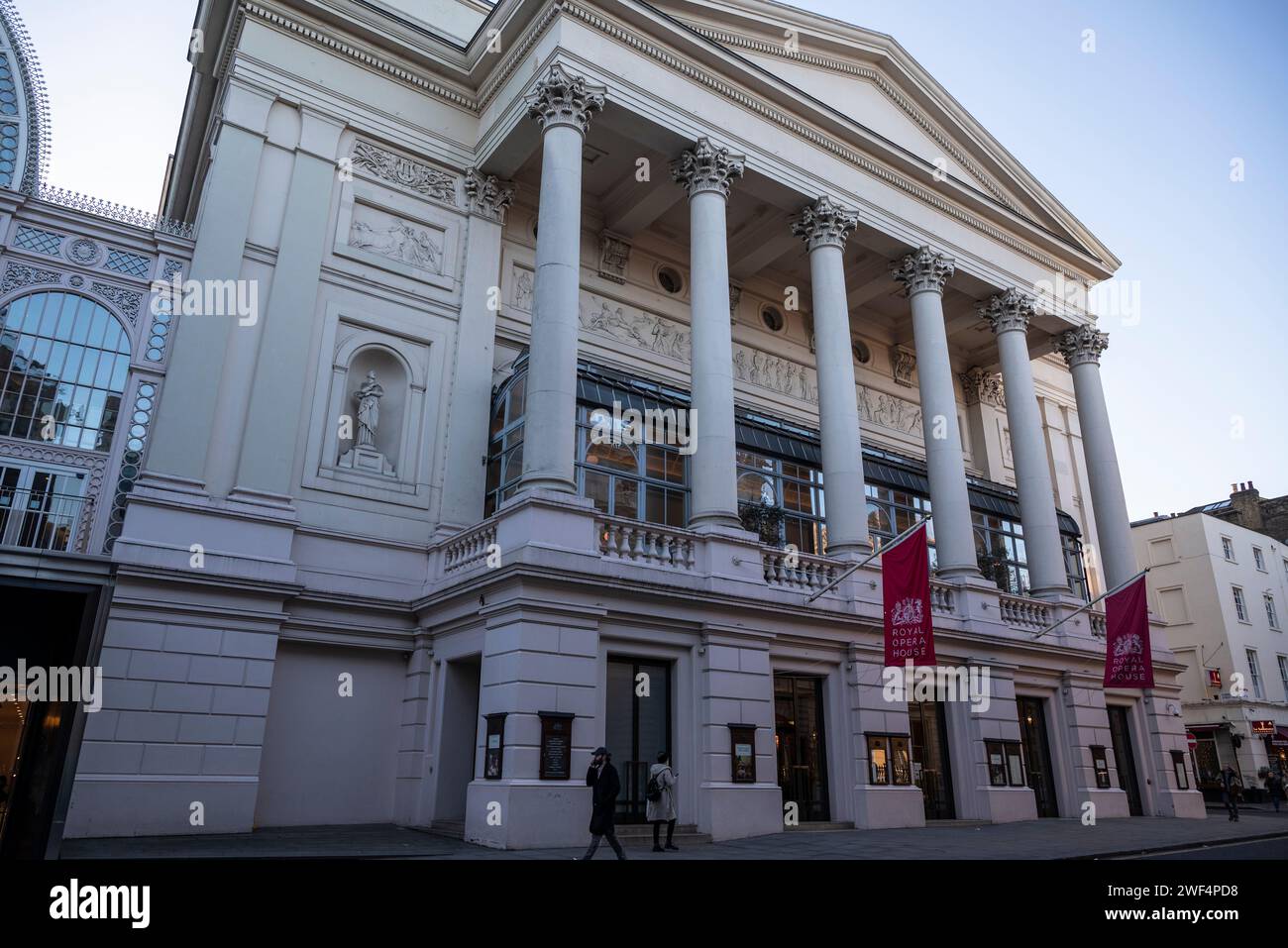 Bow Street facade of the Covent Garden Royal Opera House, London, England, UK Stock Photo