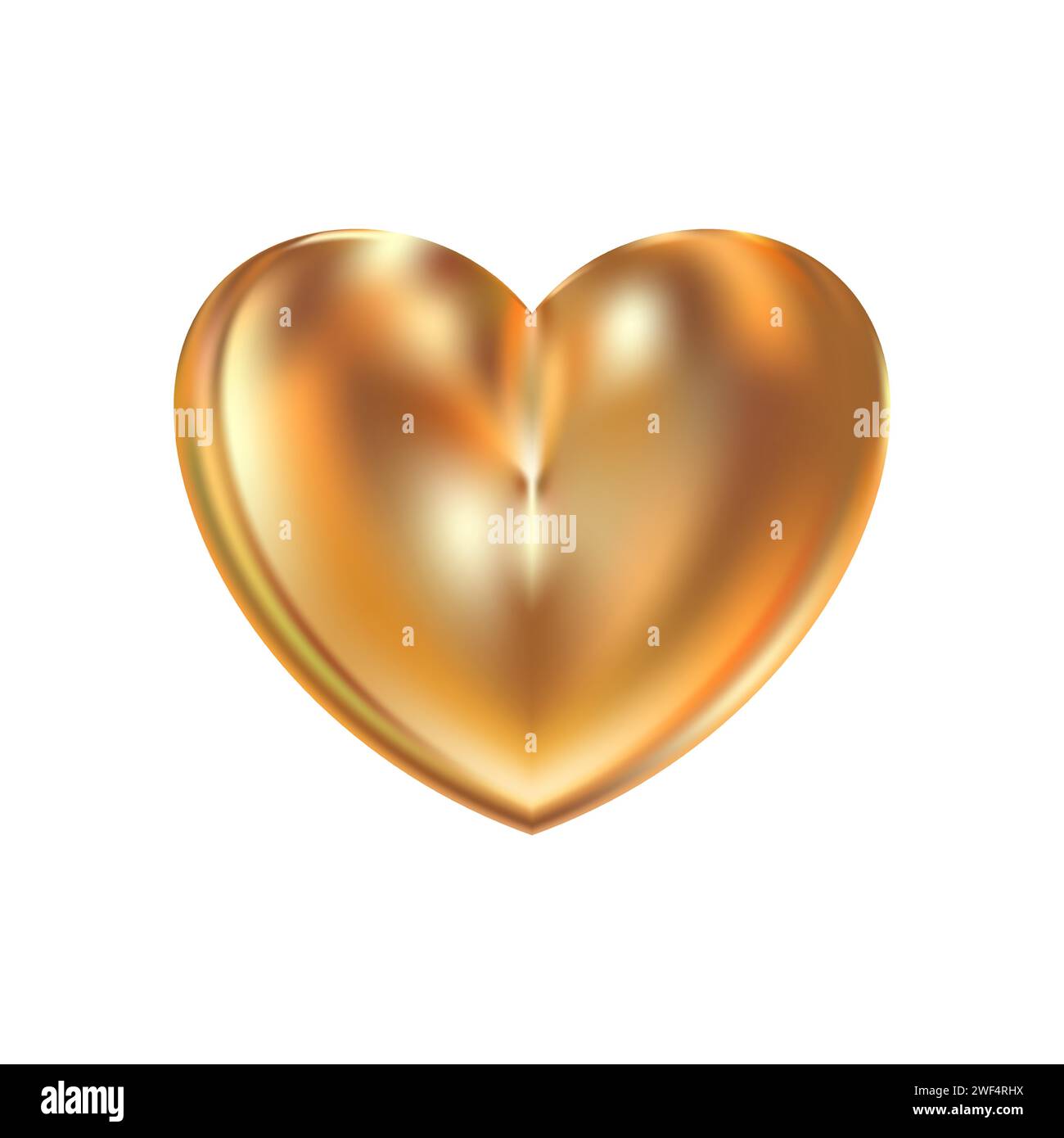 Golden realistic heart icon on white background. 3d vector illustration ...
