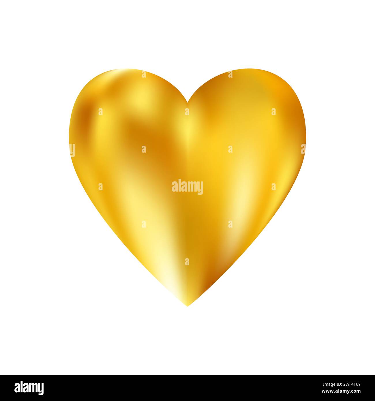Golden realistic heart icon on white background. 3d vector illustration ...