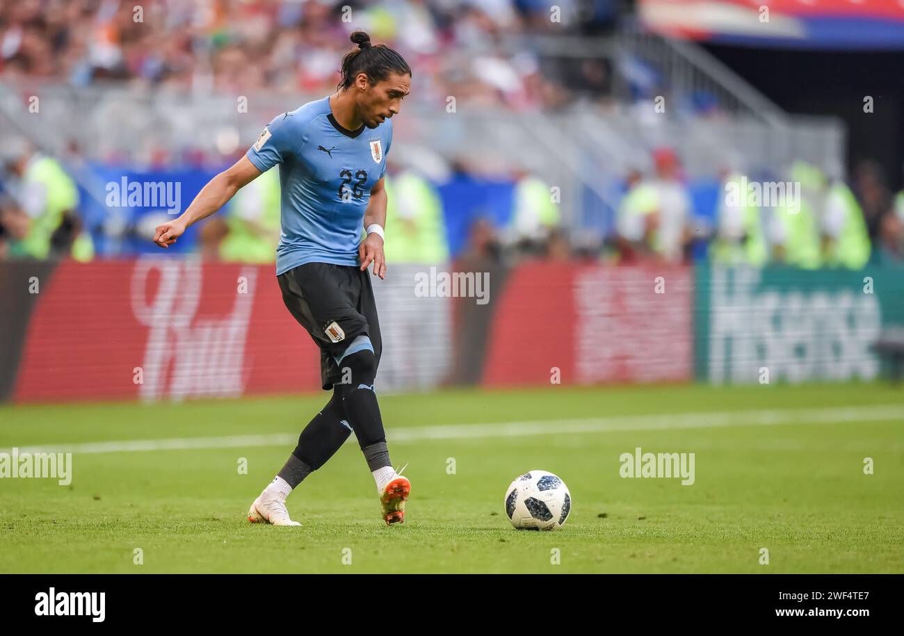 Samara, Russia – June 25, 2018. Uruguay national football team defender Martin Caceres during before FIFA World Cup 2018 match Uruguay vs Russia (3-0) Stock Photo