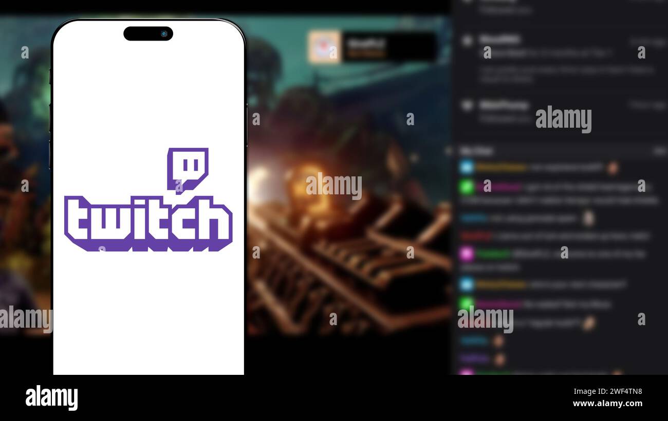 Twitch Comp Istanbul, Turkey - 25 January 2024: Twitch brand logo on smartphone ...
