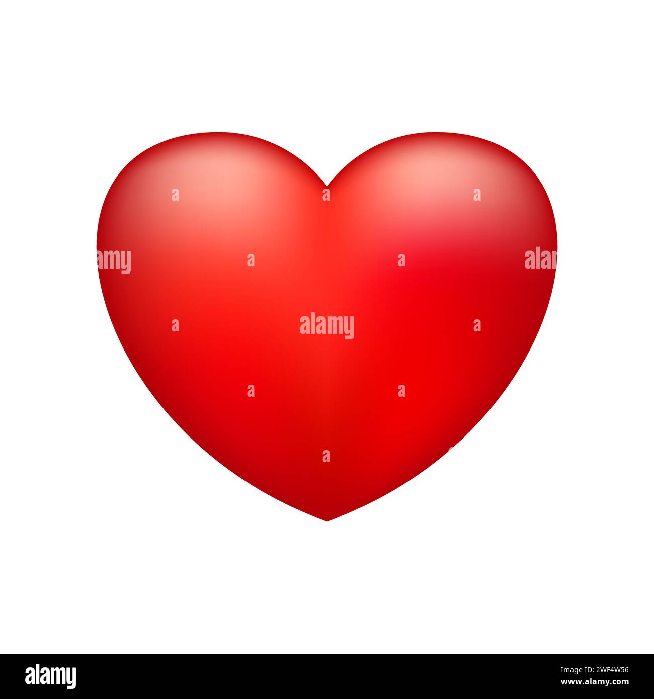 Red realistic heart icon on white background. 3d vector illustration ...