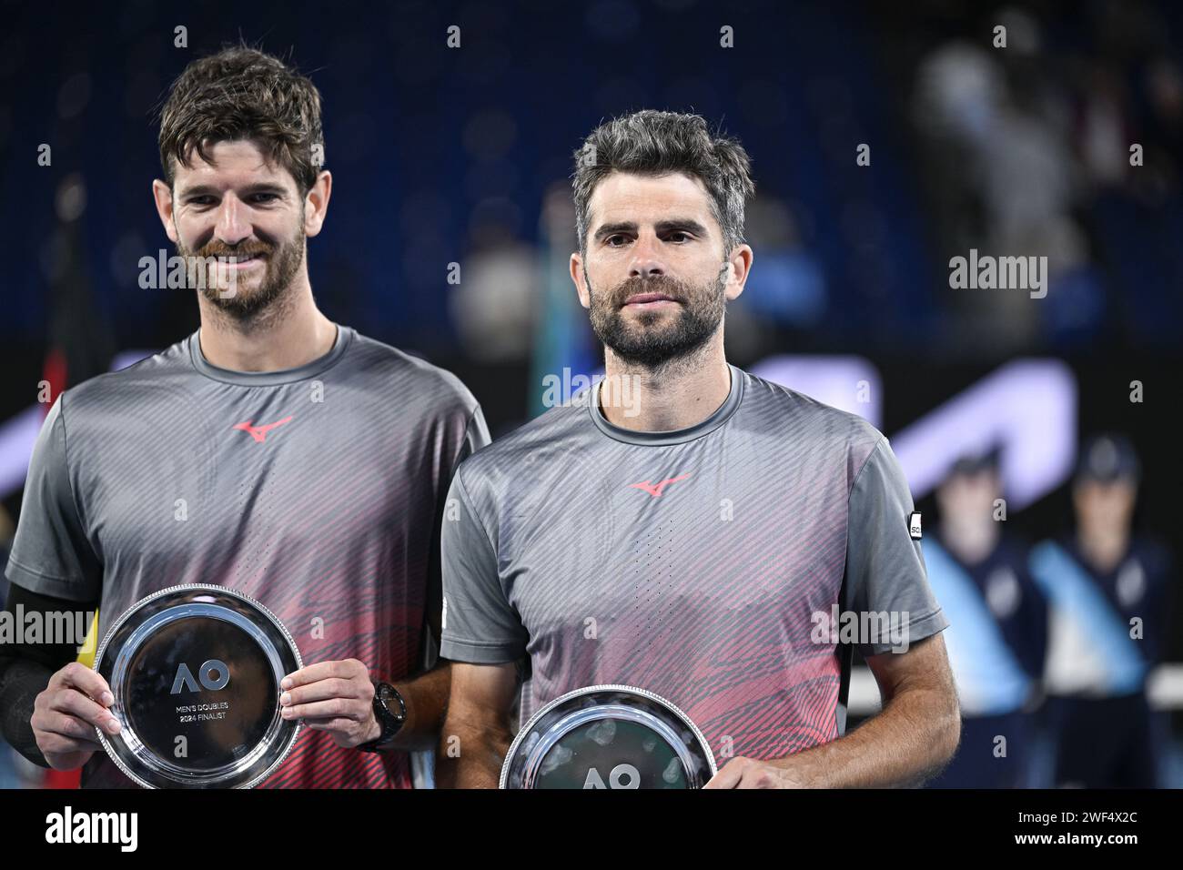 Andrea Vavassori and Simone Bolelli during the Australian Open AO 2024 women's final Grand Slam tennis tournament on January 27, 2024 at Melbourne Park in Australia. Photo Victor Joly / DPPI Stock Photo