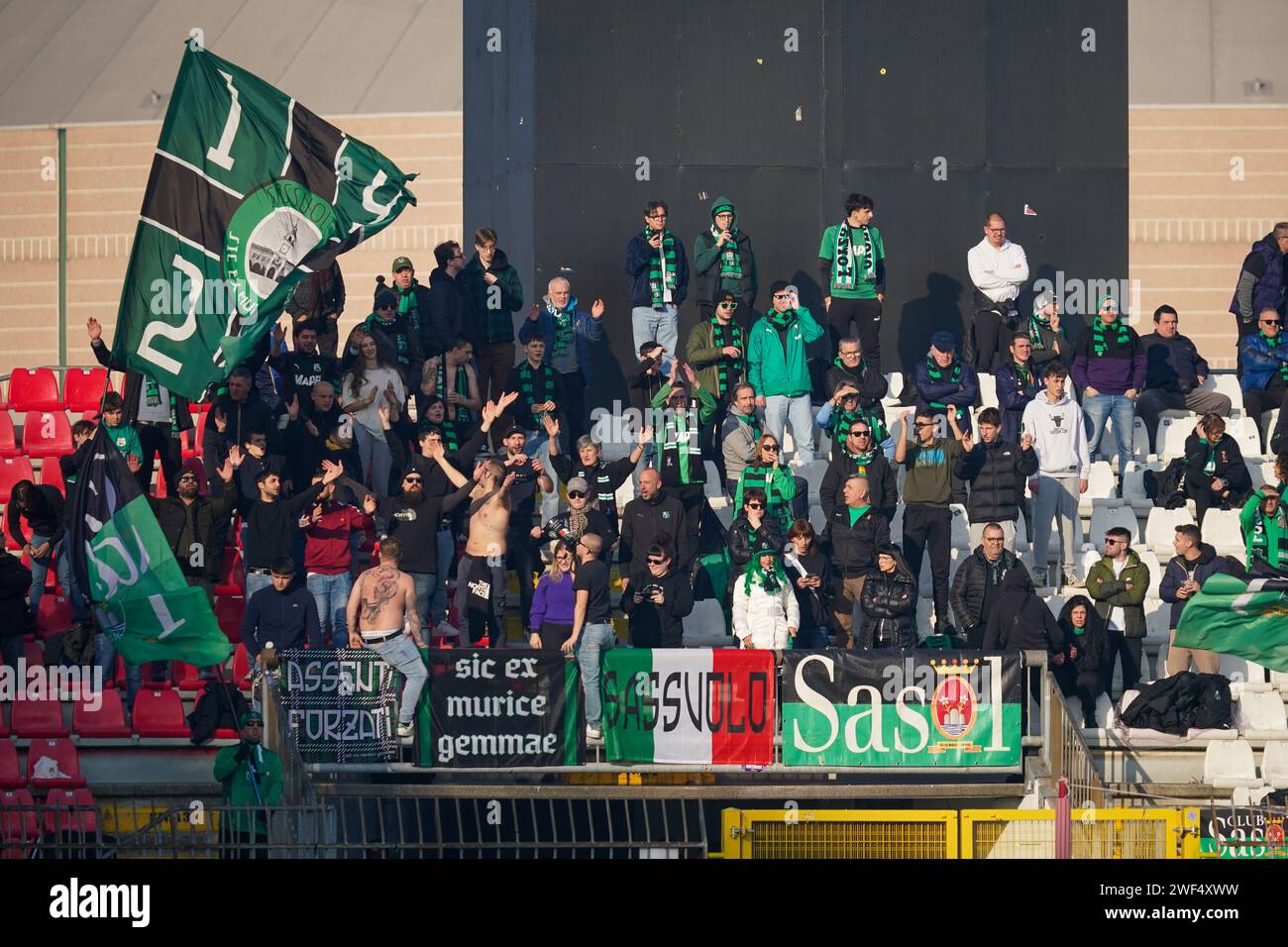 Monza, Italy. 28 Jan, 2024. Supporters of US Sassuolo Calcio, during AC Monza v US Sassuolo Calcio, Serie A, at Giuseppe Meazza Stadium. Credit: Alessio Morgese/Alessio Morgese / Emage / Alamy live news Stock Photo