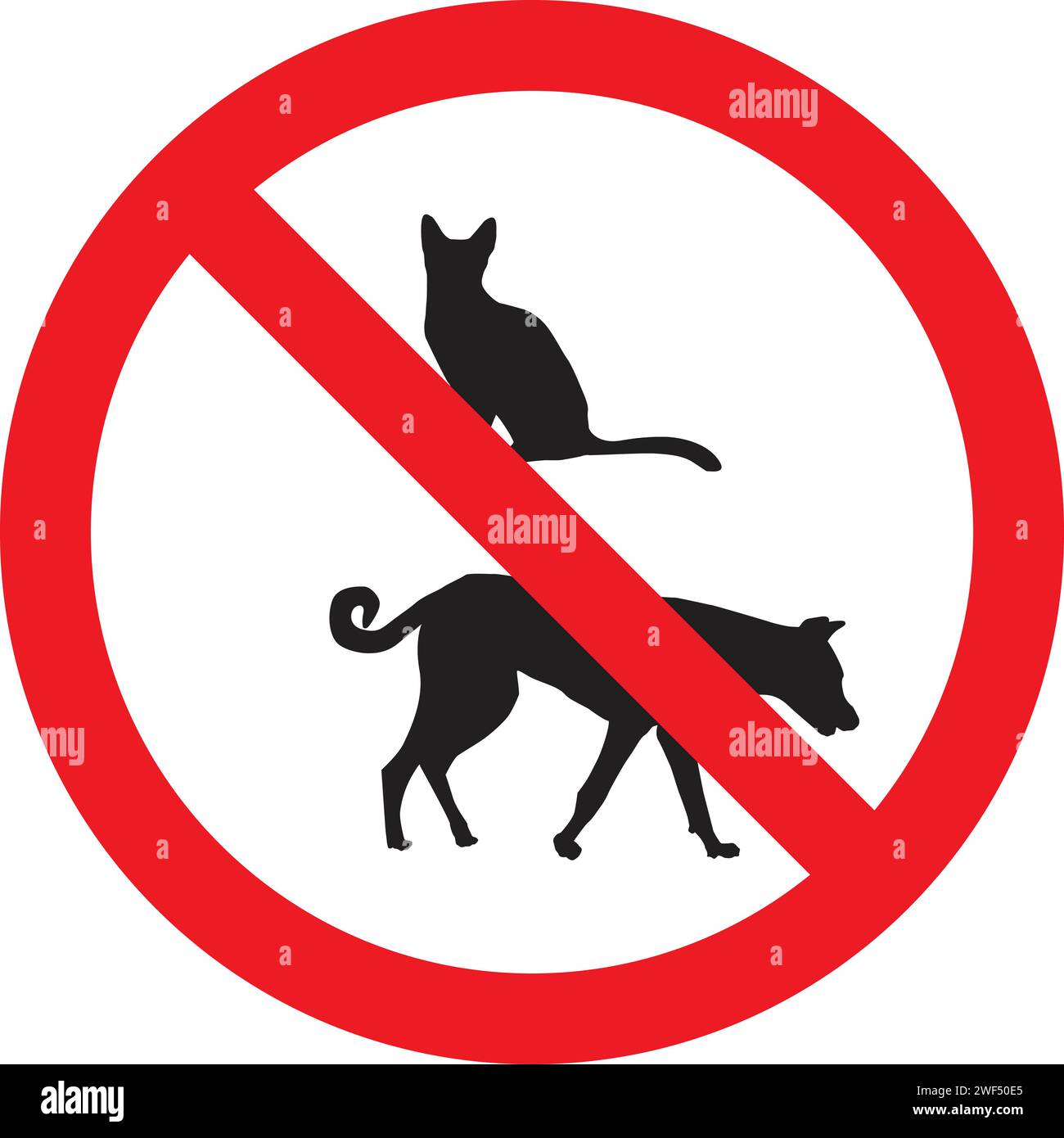 Prohibition sign Dog and cat not allowed, no pet, Do not enter, pets