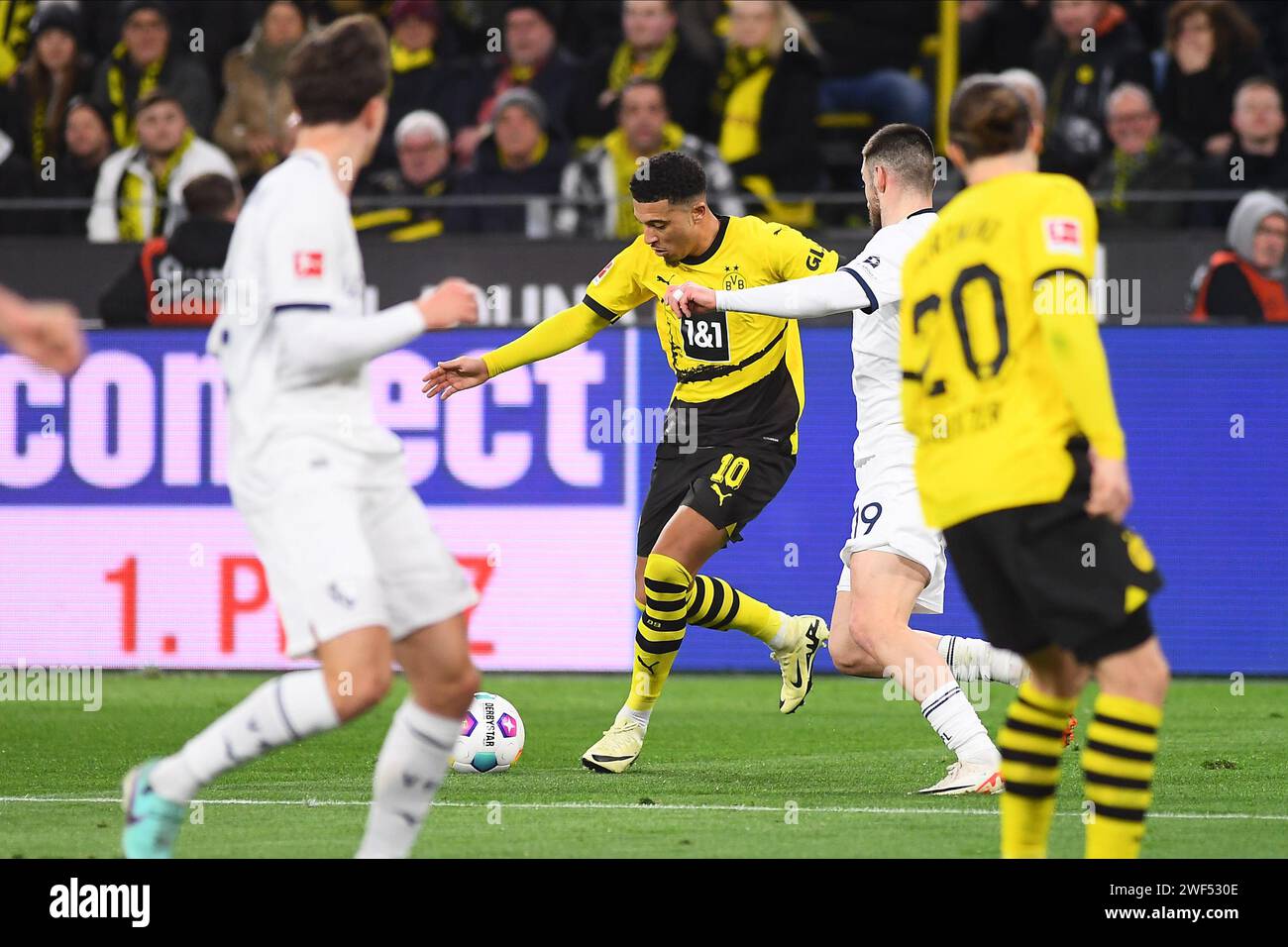 DORTMUND, GERMANY - 28 JANUARY, 2024: Jadon Sancho, The football match of Bundesliga Borussia Dortmund vs Bochum at Signal Iduna Park Stock Photo