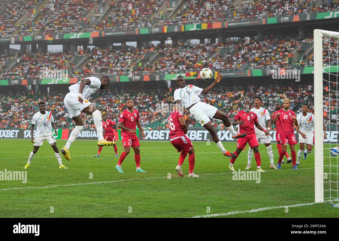 January 28 2024: Mory Konate (Guinea) heads during a African Cup of