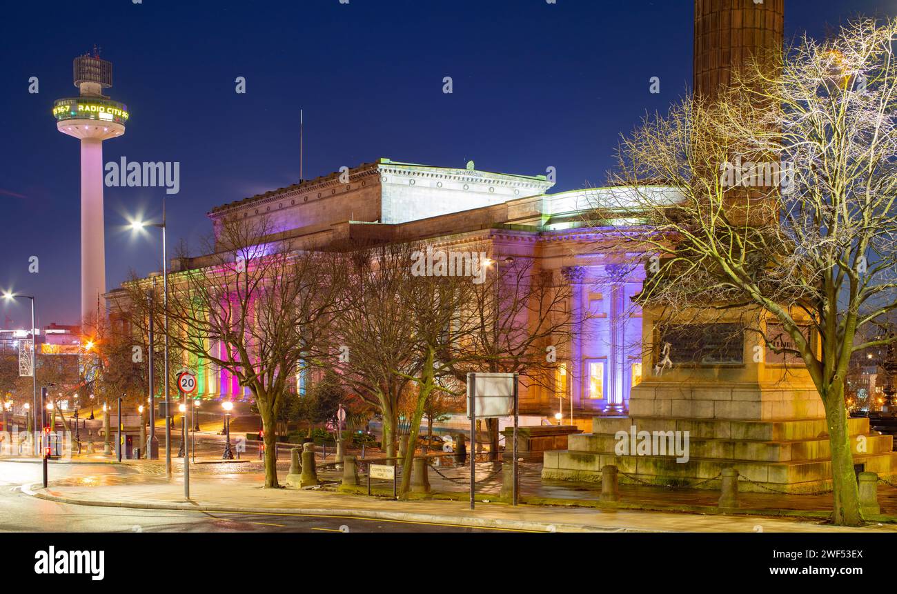 St George's Hall and St John's Beacon, Liverpool in January 2024. Stock Photo