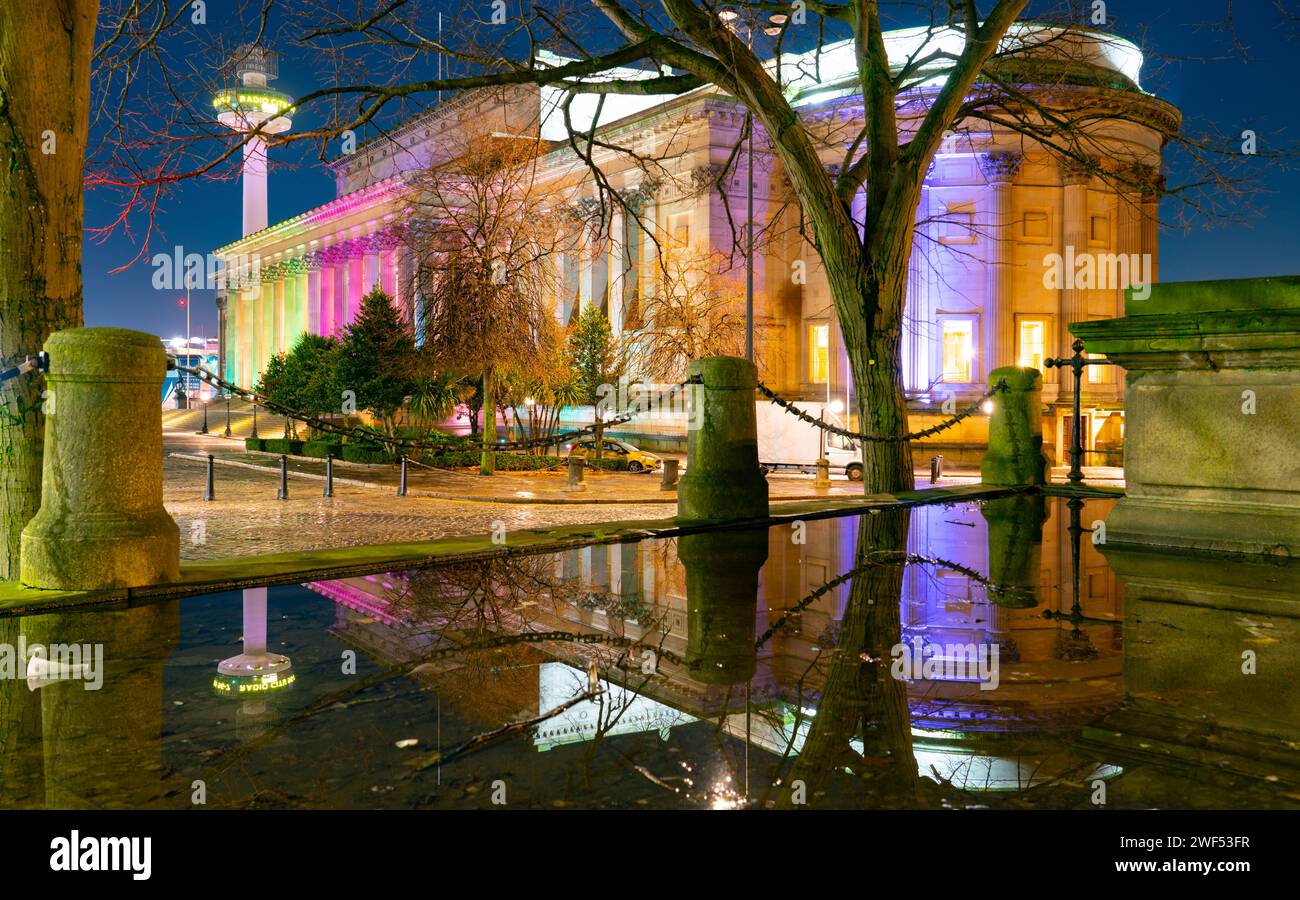 St George's Hall and St John's Beacon, Liverpool in January 2024. Stock Photo