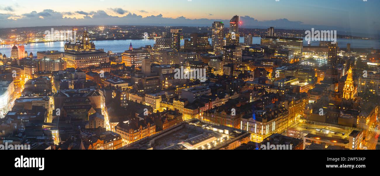 Liverpool City Centre viewed from St John's Beacon in January 2024 ...