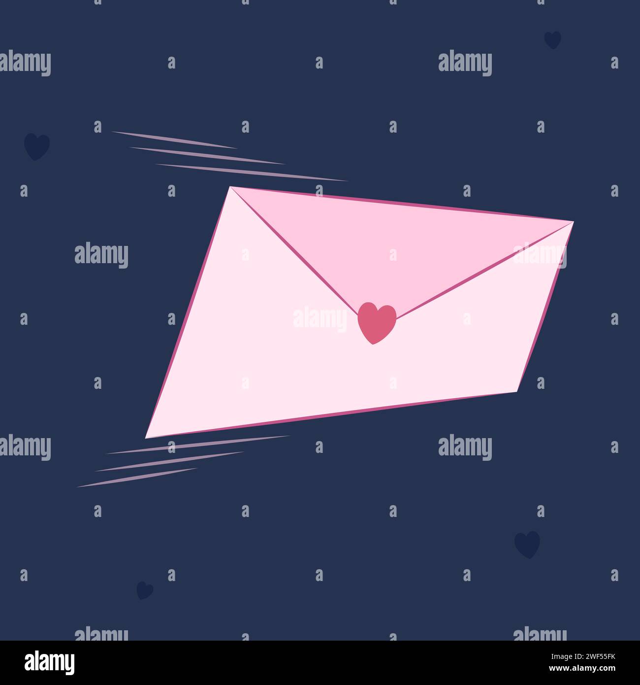 Pink flying envelope with a heart and declaration of love for Valentine ...