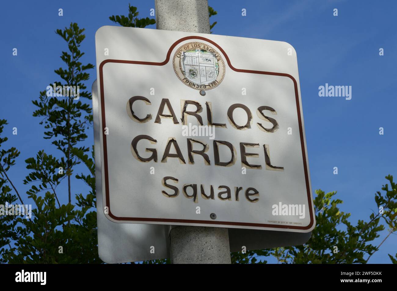 Los Angeles, California, USA 27th January 2024 Carlos Gardel Square Sign on January 27, 2024 in Los Angeles, California, USA. Photo by Barry King/Alamy Stock Photo Stock Photo