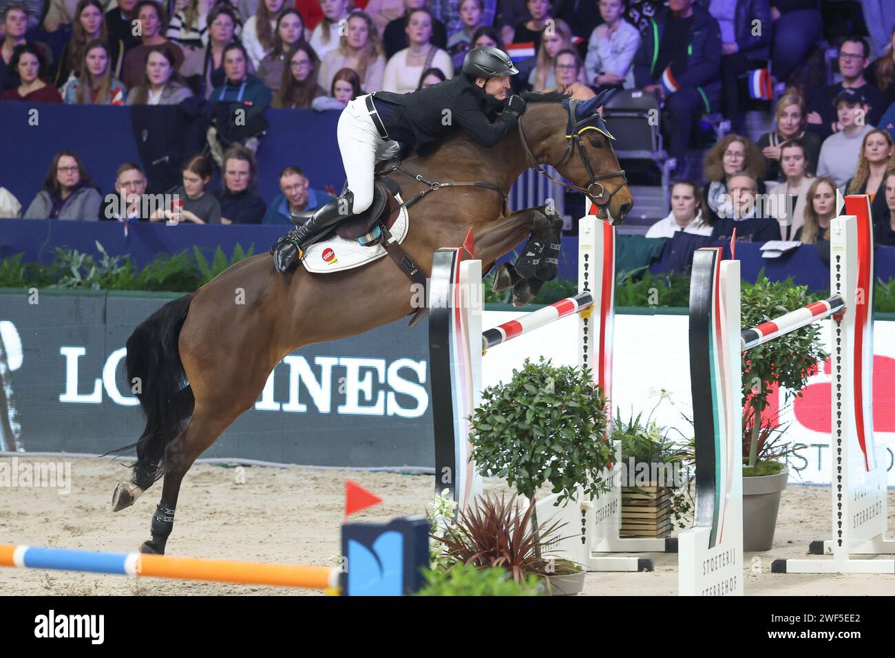 Amsterdam, Netherlands. 28th Jan, 2024. AMSTERDAM, NETHERLANDS - JANUARY 28 : Daniel Coyle (IRL) Legacy winner of Jumping Amsterdam 2024 Longines FEI Jumping World Cup Presented by Europarcs In the Amsterdam RAI. Photo by Gerard Spaans/Orange-Pictures) Credit: Orange Pics BV/Alamy Live News Stock Photo
