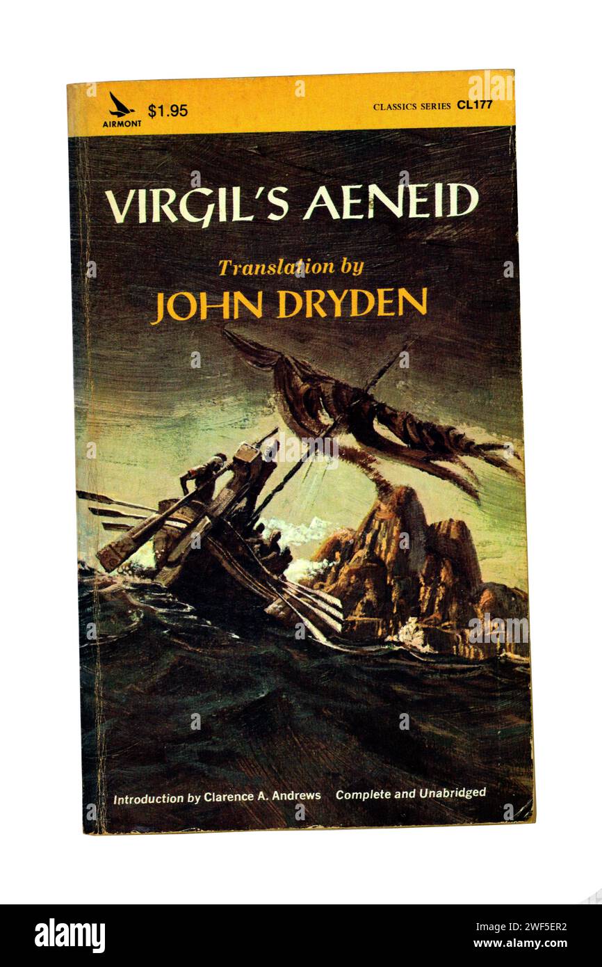 Virgil's Aeneid, Translation by John Dryden. Book cover on light / white background Stock Photo