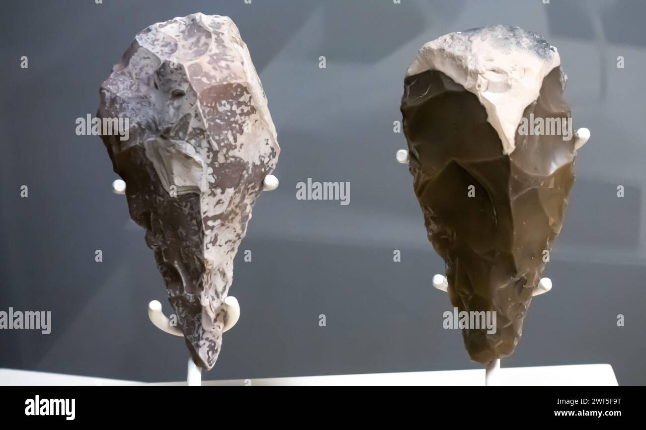 Stone tools, flint, flints, flintstones, Paleolith, 2.5 - 2 million years ago, Gazbek, Hortum, Sanliurfa province Stock Photo