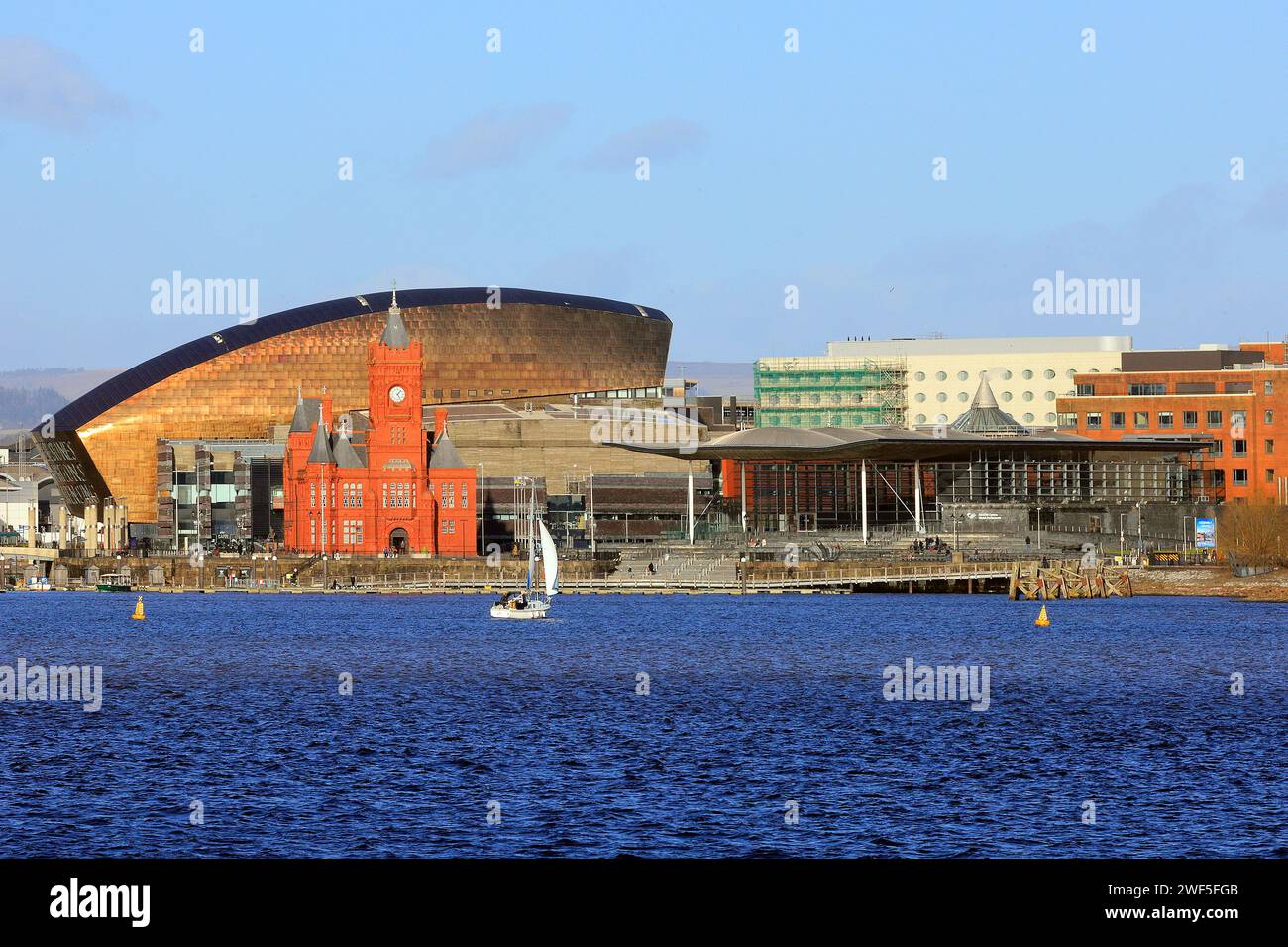 Cardiff Bay and Barrage. January 2024. Winter. Stock Photo