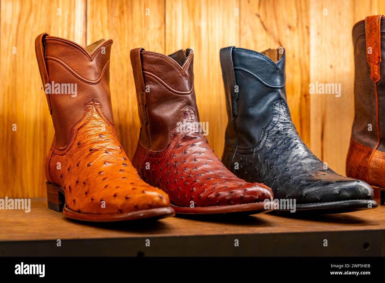 Western Ostrich Leather Boots