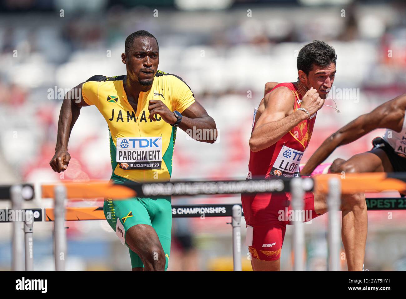 Hansle PARCHMENT participating in the 110 meters hurdles at the World