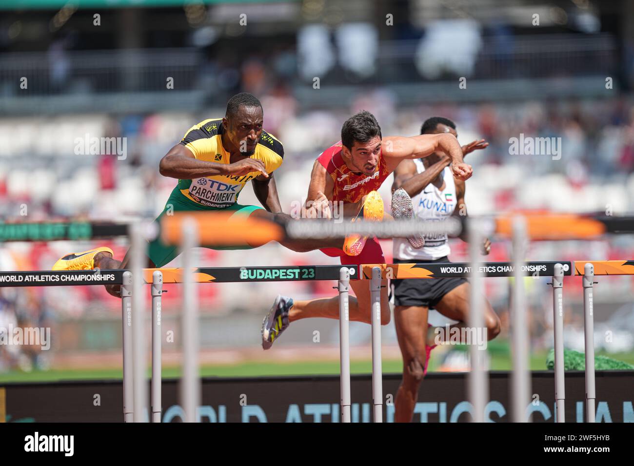 Hansle PARCHMENT participating in the 110 meters hurdles at the World