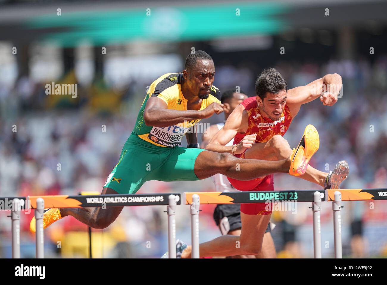 Hansle PARCHMENT participating in the 110 meters hurdles at the World