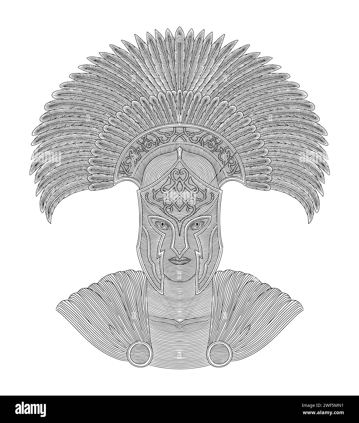 Spartan warrior commander, vintage engraving drawing style illustration Stock Vector